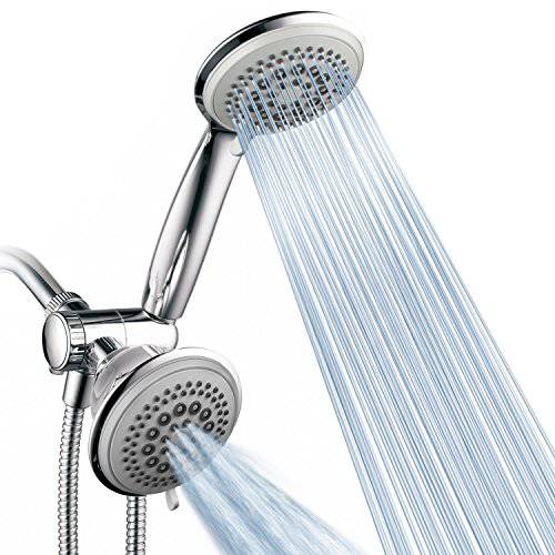 DreamSpa Luxury 36 세팅 라지 샤워헤드,샤워기 and Hand-Shower 이중 3-Way-Combo by 탑 브랜드 제조사 (Fixed and 소형,휴대용 Shower-Heads, Water-Diverter, 엑스트라 넓은 6 ft 스테인레스 Steel Shower-Hose)