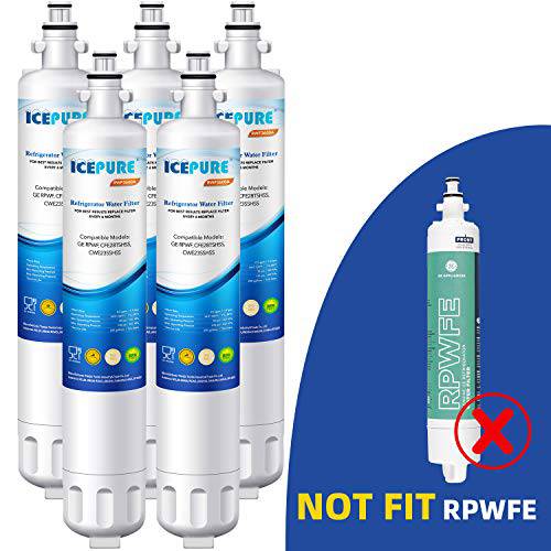 ICEPURE RPWF 냉장고 용수필터, 물 필터, 정수 필터 교체용 GE RPWF(NOT RPWFE), 워터 SENTINEl WSG-4, RWF3600A, 5PACK