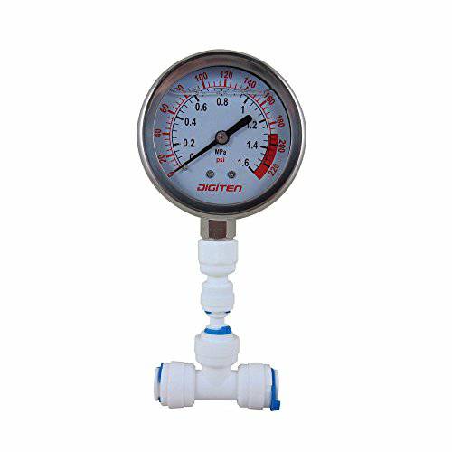 DIGITEN 3/ 8 Water 수압 Gauge Meter 0-1.6MPa 0-220psi 호환 Reverse 삼투 시스템 펌프, 시럽 펌프, 호환 펌프 ¡­