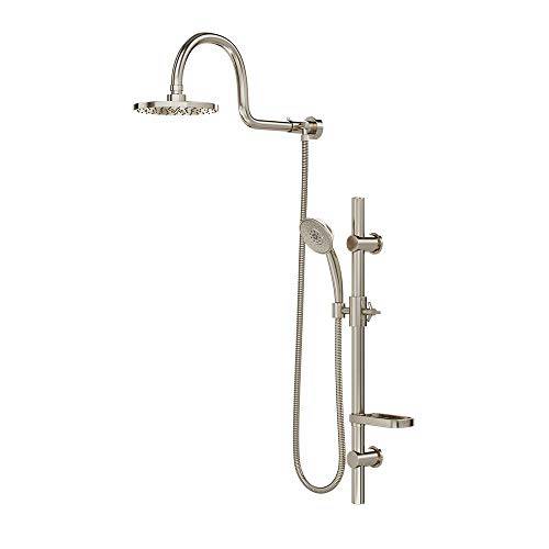 PULSE ShowerSpas 1019-BN ShowerSpa BN Aqua 시스템 with 8 방수 Showerhead, 5-Function 핸드 Shower, 조절가능 슬라이드 바 and 솝, 비누 Dish, Brushed Nickel 피니쉬