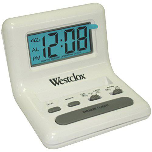 Salton 0 Westclox 47539 화이트 LCD 알람 시계 조명포함 On Demand, 0.8-Inch, 1
