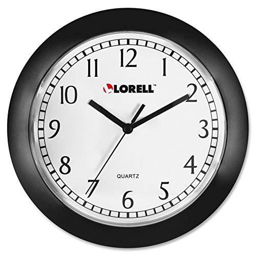 Lorell 벽시계, 타이머, 벽에 거는 타이머 with Arabic Numerals, 9-Inch, 화이트 Dial/ 블랙 프레임