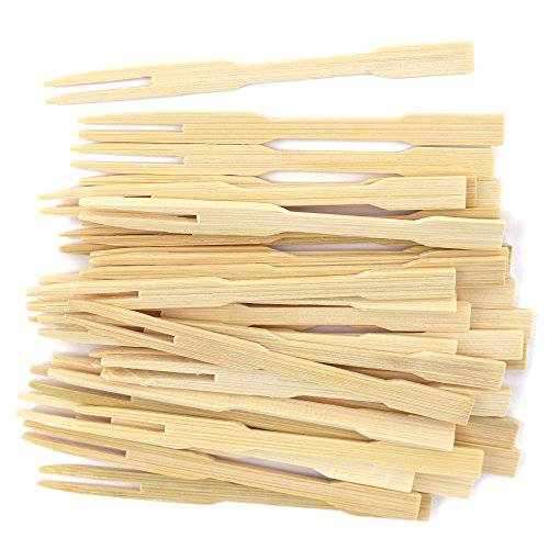 BambooMN 상표 - 1, 000 조각 - 3.5 Bamboo 후르츠,과일 Picks/ 미니 칵테일안주,디저트 포크+  블랙 스푼