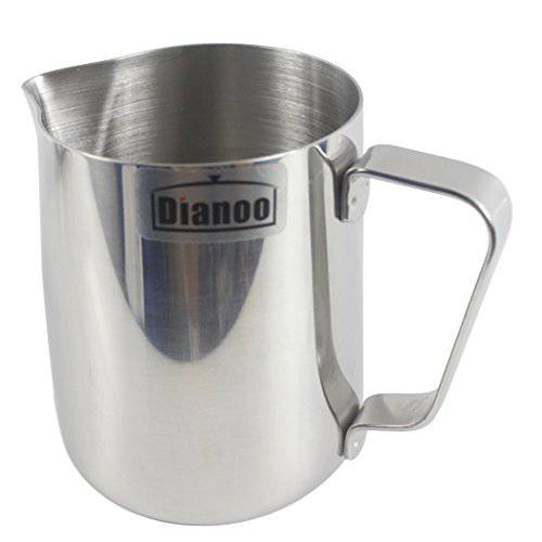 Dianoo 밀크 Pitcher, 스테인레스 Steel 밀크 Cup, 질좋은 그립 스팀 Pitcher, 커피 Pitcher, 에스프레소,커피 Machines, 밀크 거품기&  라떼 Art, 1PCS (350ML)