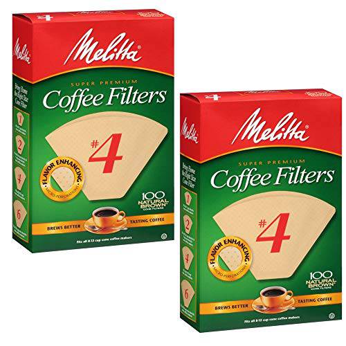 Melittas 4 4 커피 Filters, 내츄럴 Brown, 100 Count (Pack of 2), 4