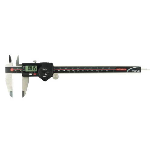 Mahr Federal 4103069 16EWR Series Electronic 캘리퍼스 with 썸네일 휠 and Data Output, 8 Range, Flat Depth Rod, IP67