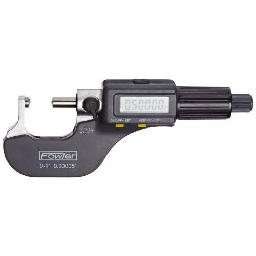 Fowler 54-860-211 Electronic IP54 Ball-Anvil/ Spindle Micrometers, 0-1/ 0-25mm 계량 Range, 0.00005/ 0.001mm Resolution, RS-232 Output