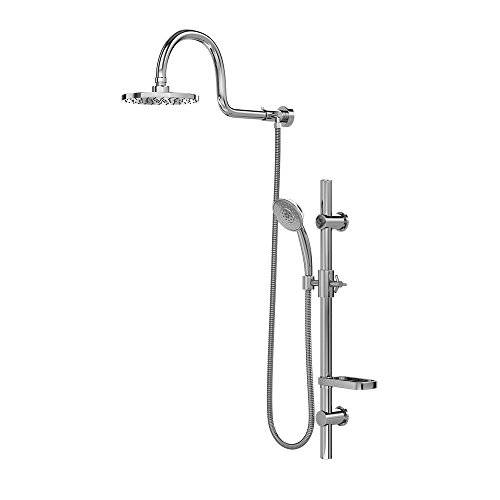 PULSE 샤워Spas 1019-CH Aqua 방수 샤워 시스템 with 8 방수 Showerhead, 5-Function Hand Shower, 조절가능 슬라이드 바 and 솝, 비누 Dish, Polished Chrome 피니쉬