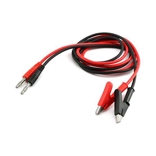 Longdex 2pcs/ 세트 4mm 바나나 Male Plug to 악어 Clip 퓨어 Copper 테스트 케이블 멀티미터,전기,전압계,측정 Testing 탐침,탐색기 1m ( 블랙+  Red)