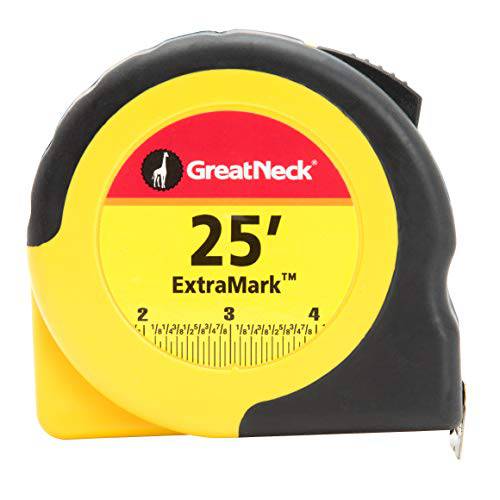 GreatNeck 95005 ExtraMark 25 Ft. x 1 Inch 러버 그립 파워 테이프 치수,측정