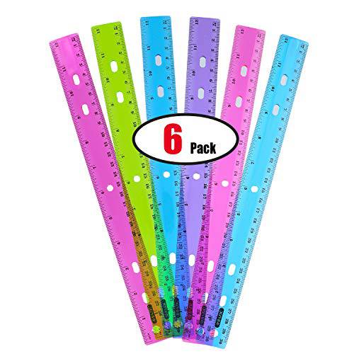 GIFTEXPRESS Pack of 6, Jeweltones 컬러 Ruler, 12 Inches