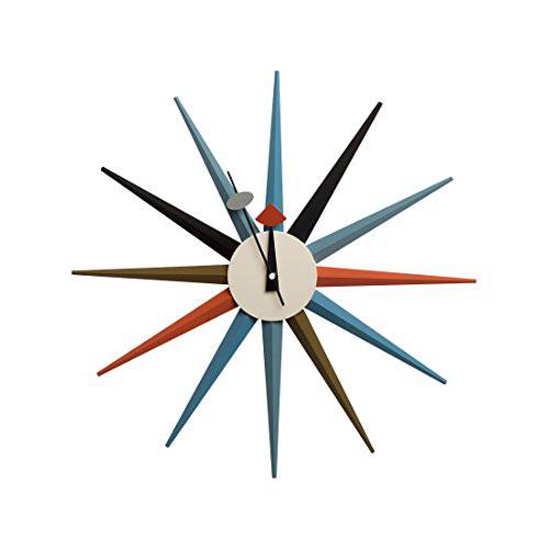 Telechron 클래식 나무 Sunburst Clock, 멀티