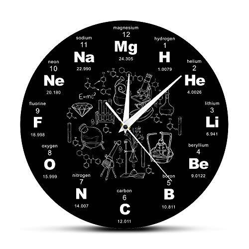 The Geeky Days Periodic 테이블 of Elements 벽면 아트 Chemical 기호 시계 Educational Elemental 디스플레이 교실 장식,데코 Teacher’s 기프트