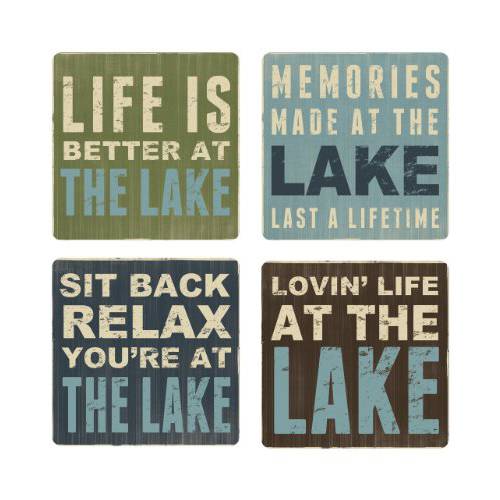 Young’s 33395 4-Piece 우드 Coaster Set, 4-Inch