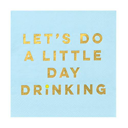 X&O 용지 Goods 블루 ’’Let’s Do A Little 데이 Drinking’’ 용지 칵테일안주,디저트 Napkins, 20pc, 5.5’’ x 5.5’’