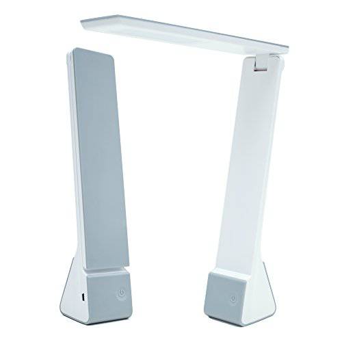 Lustrat LED Minimalistic 데스크 램프 | 휴대용 라이트 충전식 램프 with Bed,  시험공부&  작업 라이트 선택 | 조절할수있는 테이블 램프 for 맞춤형 라이트 (Silver)