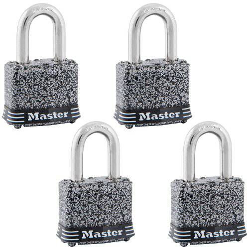 Master Lock 380QLFHC Steel Padlocks, Rust-Oleum Certified 프로텍트 블랙 Finish, 4-Pack