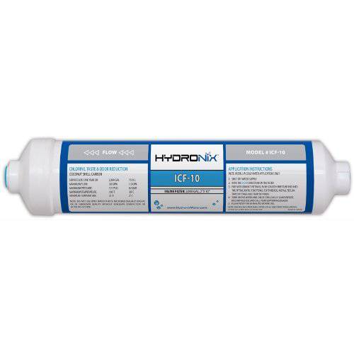 Hydronix ICF-10 RO 리버스 삼투 포스트 폴리싱, 냉장고 and 아이스 인라인 코코넛 GAC 용수필터, 물 필터, 정수 필터, 2000 GAL, 1/ 4 NPT