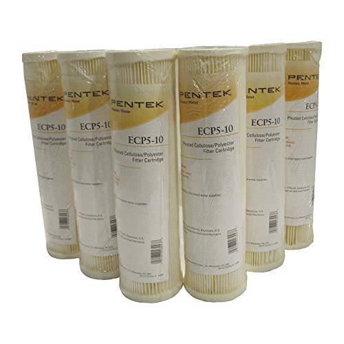 Pentek ECP5-10 Pleated Cellulose/ 폴리에스터 교체용 용수필터, 물 필터, 정수 필터 카트리지 - 5 micron (Pack of 6)