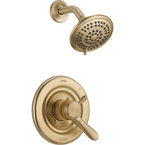Delta Faucet Lahara 17 Series Dual-Function 샤워 트림 Kit with 5-Spray Touch-Clean 샤워 Head, 샴페인  Bronze T17238-CZ (Valve Not Included)