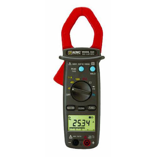 AEMC 514 Clamp-On Meter, 4000 Ohms Resistance, 750V AC, 1000V DC RMS Voltage, 1000A RMS AC/ DC Current