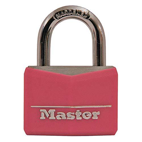 Master 잠금 146D 코팅 알루미늄 Keyed Padlock, 1-9/ 16 inches, 핑크