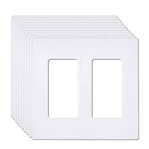 [10 Pack] BESTTEN 2-Gang Screwless 벽면 Plate, USWP6 눈꽃빙수,셰이브아이스 화이트 Series, 데코레이터,데코 Outlet Cover, 4.69” x 4.73”, for 라이트 Switch, Dimmer, GFCI, USB Receptacle, UL Listed