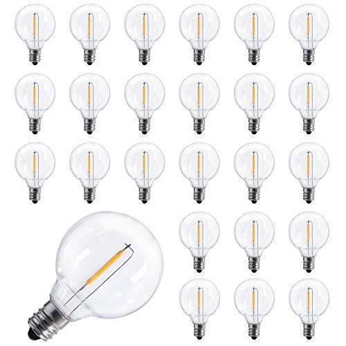 25-Pack 파편방지 LED G40 교체용 Bulbs, E12 스크류 Base LED 지구본 라이트 Bulbs for 파티오,발코니 가든 끈,스트립,선 라이트s, 호환 to 5-Watt Clear 라이트 Bulbs