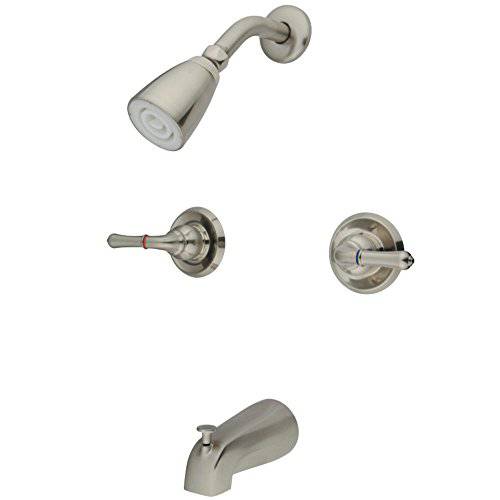 Kingston Brass GKB248 Magellan 욕조 and 샤워 Faucet with Two Handles, Brushed Nickel