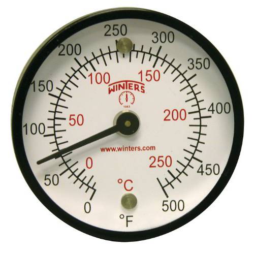 Winters TMT Series Steel 이중 저울 서피스 표시자석 Thermometer, 2 다이얼 Display, +/ -2% Accuracy, 0-500 F/ C 레인지