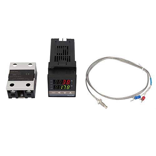 PID 온도 컨트롤러, REX-C100 디지털 LED 온도조절기 컨트롤러 Regulator with K 온도센서,열전대,thermocouple 센서 AC110V-240V, 0℃~1300℃