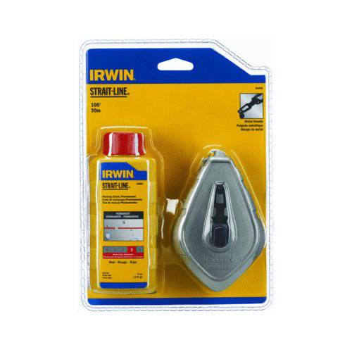 IRWIN 툴 STRAIT-LINE 64498 알루미늄 리필가능 초크 Line Reel with 4-Ounce Chalk, 100-foot, 레드 (64498)