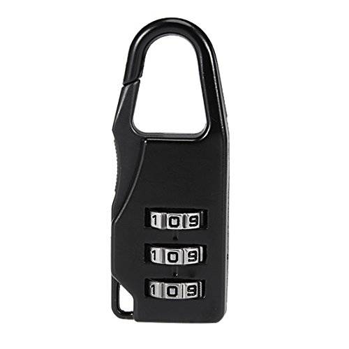 uxcell 3 숫자 비밀번호 맹꽁이자물쇠,통자물쇠,자물쇠, 3.5mm Shackle, 징크,아연 Alloy Code 맹꽁이자물쇠,통자물쇠,자물쇠 블랙