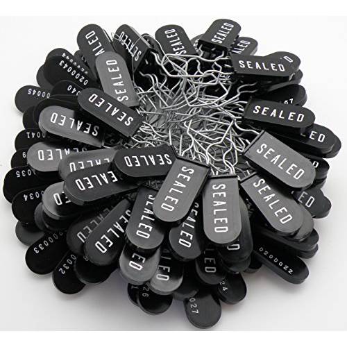 Plastic 와이어 맹꽁이자물쇠,통자물쇠,자물쇠 세큐리티 유지 Sequentially Numbered 블랙 (100 Pack)