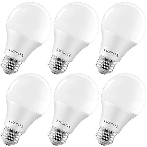 Luxrite A19 LED 전구 75W Equivalent, 1100 Lumens, 3000K Warm White, 디머블, 밝기 조절 가능 스탠다드 LED 라이트 Bulbs 11W, Enclosed 고정, 고정가능 Rated, Energy Star, E26 미디엄 베이스 - 옥내 and 아웃도어 (6 Pack)