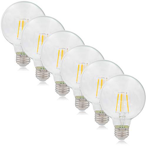 Maxxima G25 LED 전구 지구본 Filament Bulb, 40 Watt Equal, 500 Lumens 2700K Warm 화이트 (6 Pack)