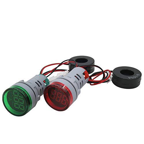 mxuteuk 2pcs 22mm 레드 그린 0-100A 디지털 Ammeter 라운드 Signal 라이트 Current Meter 표시,알림,인디케이터 램프 Signal Light, 1 year 워런티 AD16-22DSA-RG