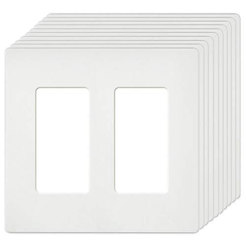 [10 Pack] BESTTEN 2-Gang Screwless 벽면 Plate, USWP4 화이트 Series, 데코레이터,데코 Outlet Cover, H4.69” x L4.73”, for 라이트 Switch, Dimmer, USB, GFCI, Receptacle, UL Listed