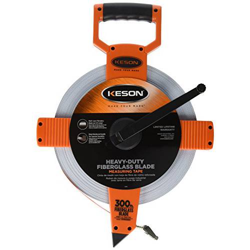 Keson OTR10300 Open 릴 유리섬유 테이프 치수, 측정 릴 (눈금: 1/ 10, 1/ 100), 300-Foot