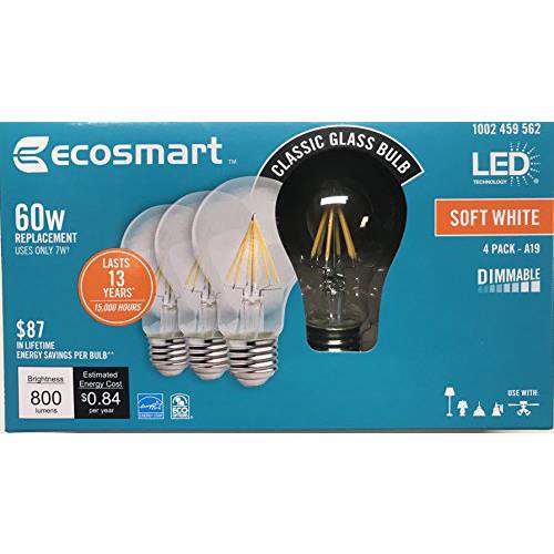 Ecosmart 60W LED 소프트 화이트 빈티지 A19 (60)