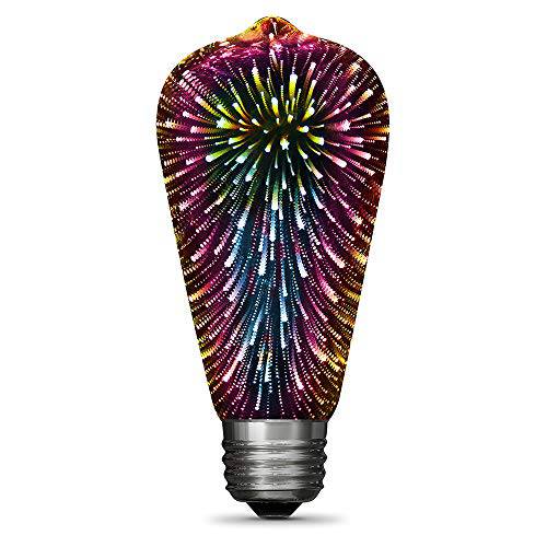 FEIT 전기,자동,전동 ST19/ Prism/ LED Infinity 3D Fireworks 이펙트 ST19 LED 전구, 5.4 H x2.5 D, 다양한색