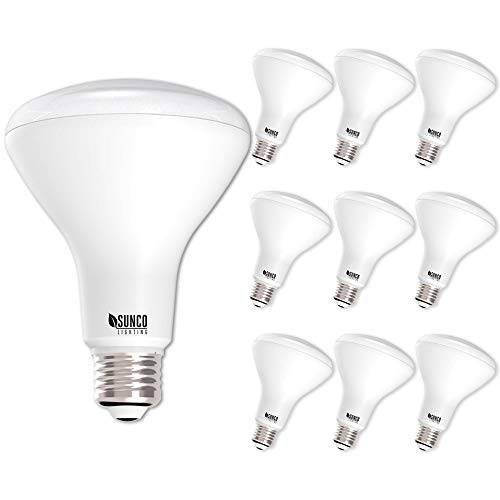 Sunco Lighting 10 팩 BR30 LED 전구, 11W=65W, 5500K Daylight, 850 LM, E26 바닥, 밝기조절가능, 실내 홍수 라이트 for cans - UL