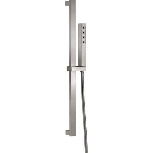 Delta Faucet Single-Spray H2Okinetic 슬라이드 바 핸드 Held 샤워 with Hose, 스테인레스 51567-SS