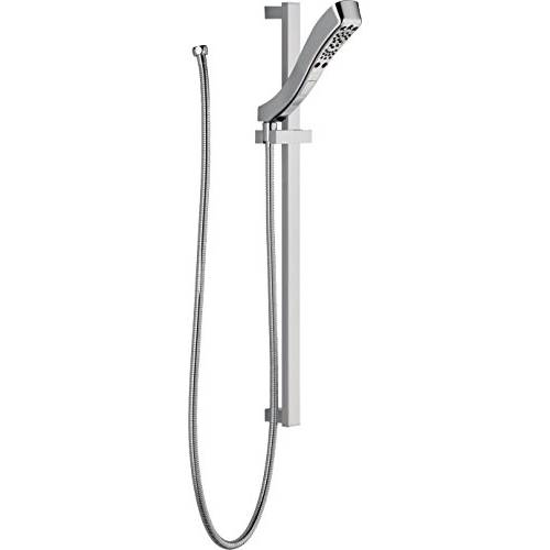 Delta Faucet 4-Spray H2Okinetic 슬라이드 바 핸드 Held 샤워 with Hose, Chrome 51552
