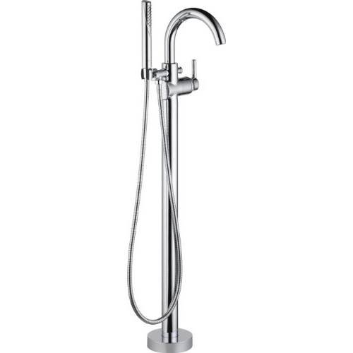 Delta Faucet Trinsic Floor-Mount Freestanding 욕조 필러 with 핸드 Held Shower, Chrome T4759-FL (Valve Not Included)