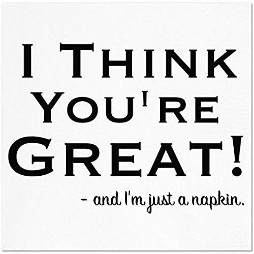 Funny Napkins - I TH 잉크 YOU’RE GREAT-AND I’M JUST A NAPK IN - 부티크 칵테일안주,디저트 냅킨, 5X5, 팩 Of 20 Napkins 파티,모임 And Entertaining
