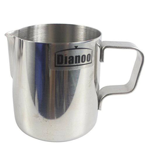 Dianoo 밀크 Pitcher, 스테인레스 Steel 밀크 Cup, 질좋은 그립 스팀 Pitcher, 커피 Pitcher, 밀크 거품기&  라떼 Art, 1PCS (150ML)