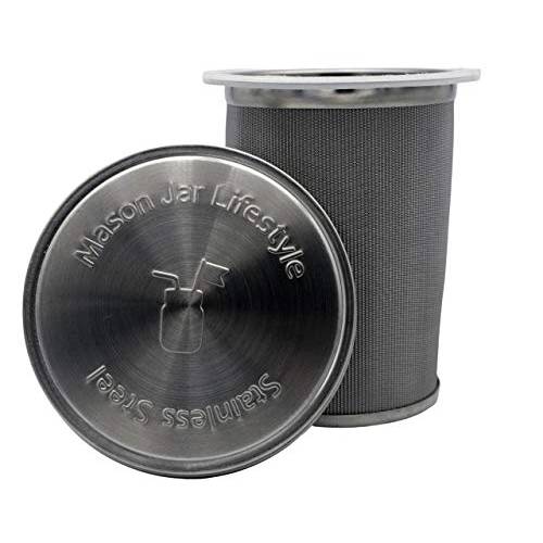 Cold 우리기 커피 and 티,차 Maker 스테인레스 Steel 필터 for 메이슨 단지용기,단지형용기,단지형,용기 With 리드 and 2 실리콘 유지 (No Jar, Pint)