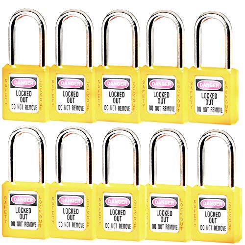 Lockout Tagout 자물쇠, 세이프티,안전 Padlock，10 PCS 넘버 (Yellow 1-10)