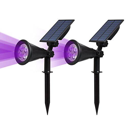 T-SUN [2 Pack] LED 태양광 Spotlights, 방수 아웃도어 세큐리티 야외,경치 Lamps, Auto-on/ Auto-Off by Day, 180 앵글 조절가능 for Tree, Patio, Yard, Garden, Driveway, Stairs, 수영장 Area(Purple)